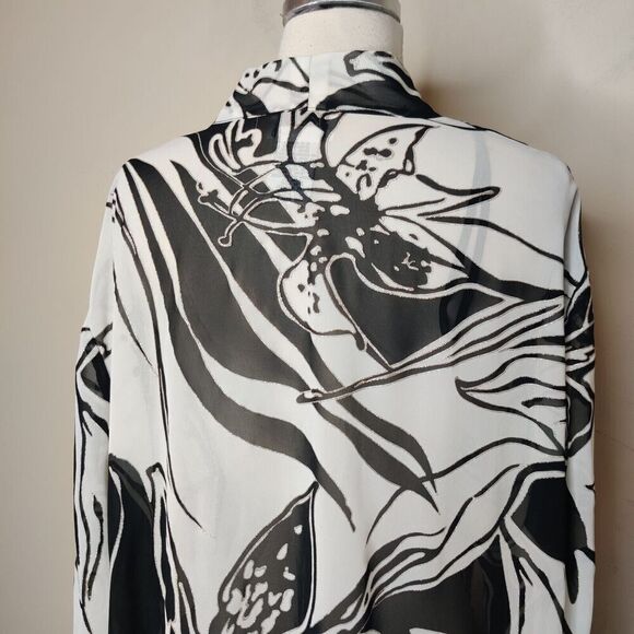 K Woman Floral Shimmer Chiffon Blouse Jacket - Picture 12 of 13